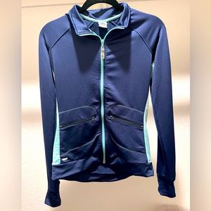 ALO Yoga Coolfit Blue Full Zip Womens Workout Sz small